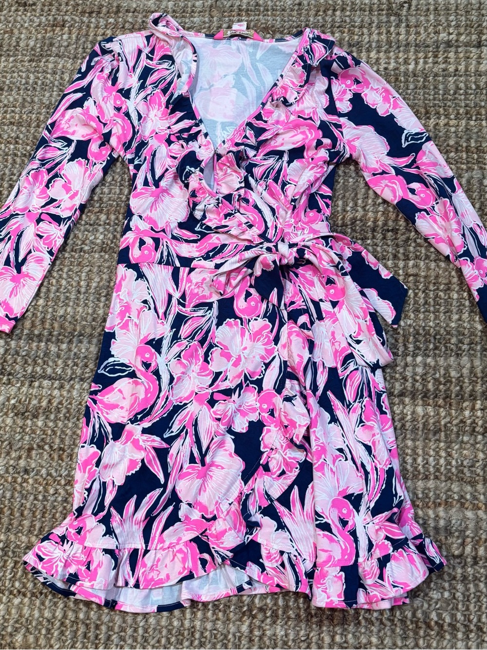 Lilly Pulitzer Navy and Hot Pink Floral Dress